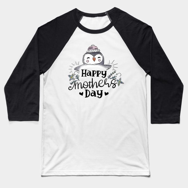 I Love My Mama Penguin Cute Happy Mothers Day Gift Baseball T-Shirt by Simpsonfft